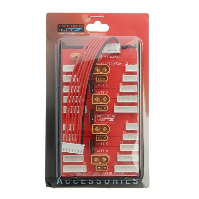 2 in 1 PG Parallel Charging Board XT30 XT60 Plug Supports 4 Packs 2-8S Lipo Battery Made in China Blister Pack