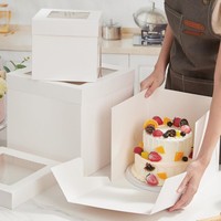 Boîtes à gâteaux personnalisées de luxe en gros, transparentes, grandes, hautes, à étages, avec fenêtre