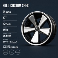 Jantes forgées 3 pièces 5 branches argentées 18x9 5x114.3 ET30 6061 T6 sur mesure à déport profond pour Porsche