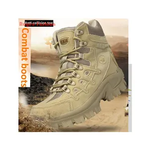 Botas táticas masculinas de combate no deserto, calçados de trabalho leves e respiráveis para caminhadas ao ar livre, botas de segurança para trabalho