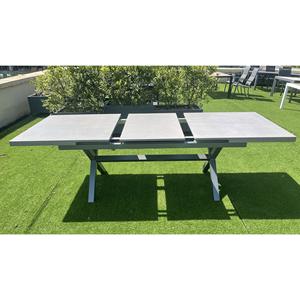 Tavolo da Esterno Moderno Allungabile da Giardino o Patio con Struttura in Alluminio e Piano con Finitura in Finta Pietra <span class=keywords><strong>per</strong></span> Pranzi in Villa o Giardino - Product Image 5