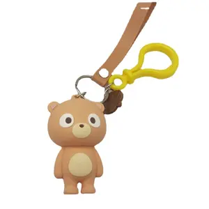 Custom Logo 3D Bear Keychain Soft PVC Rubber With Zinc Alloy Metal And Plastic Printed And Cast For Souvenir