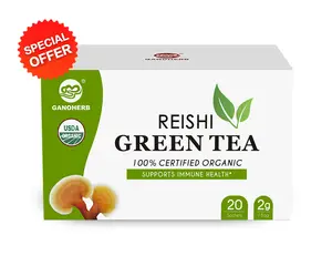 Усилители иммунитета органический зеленый травяной чай Рейши 2 грамма 20 пакетиков