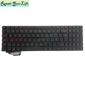 คีย์บอร์ดแล็ปท็อปภาษาสเปนสำหรับ <span class=keywords><strong>Asus</strong></span> GL752 <span class=keywords><strong>GL552V</strong></span> GL552VL แป้นพิมพ์ GL552JX GL552VX ปุ่มสีแดงไม่มีกระดาษแบ็คไลท์ - Product Image 1