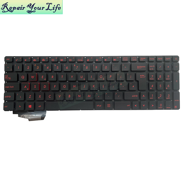 UK SP Spanish Laptop Keyboard for ASUS GL752 GL552V GL552VL GL552VW GL552VX GL552JX Keyboard Red Keys No Backlight Paper