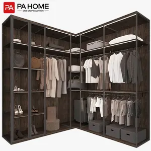 Pa Huis Moderno Design Aluminium Frame Slaapkamer Houten Garderobekast