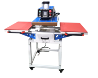 Presse à chaud pneumatique semi-automatique à double plateau 220V, nouvelle presse à plat pour transfert de motifs sur T-shirts, tapis de souris et autres supports.