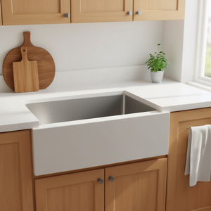 Lavello da Cucina D0100H55L46 in Acciaio Inox, Stile Farmhouse, 24x21x10, Vasca Singola con Frontale a Grembiule, Superficie Spazzolata, Facile da Pulire - Product Image 2