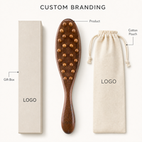Peine Masajeador de Cuero Cabelludo de Madera con Logotipo Personalizado, 22 Púas de Bambú, Cepillo Gua Sha de Sándalo para Meridianos, Cuidado de Cabeza y Cuerpo, Spa, Venta al por Mayor, OEM, B2B