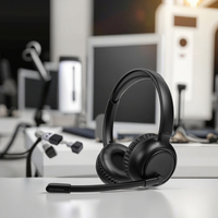 Casque téléphonique compact Qualcomm binaural intelligent supra-auriculaire USB BT 5.5, étanche IPX-3, à réduction de bruit pour le bureau