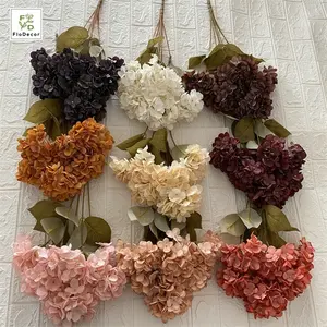 Hortensia en soie artificielle, 6 têtes, couleur Vintage rétro foncé automne fleurs décoratives pour mariage maison fête fleur décorative