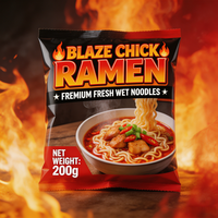 Nouilles Ramen Blaze Chick Personnalisées en Gros, Cuites au Blé Dur, Non Frites, Saines, Sans Conservateurs, Aliment Instantané en Vrac/Emballage en Boîte