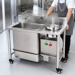 Table de préparation anti-rouille à roulettes avec bac de lavage, équipement de panure pour poulet frit, pour la vente en gros aux restaurants mondiaux - Product Image 1