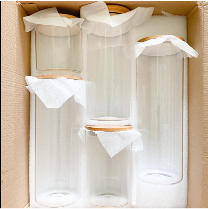 Food Storage Glass Jars Glass With Bamboo Lid Food Grade Material Glass Jar