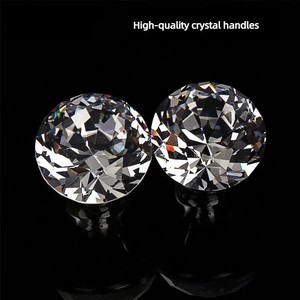Çok Yönlü Kristal Metal Tabanlı Dolap Kulpları, Mutfak Gardırop Mobilyaları için Dekoratif Çekmece Kulpları - Product Image 2