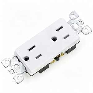 Cubierta de Tomacorriente de Pared de Plástico Blanco con 2 Receptáculos Dobles 125V 15A IP20 Estilo Minimalista - Product Image 4
