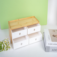 Organisateur de bureau à 4 tiroirs en bambou, armoire de rangement multifonctionnelle pour fournitures de bureau, organisation de cosmétiques et de maquillage