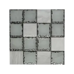 Schomex Brick Hexagon Electroplated Glass Mosaic Tile For Kitchen Backsplash