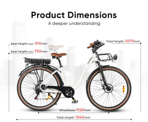 จักรยานไฟฟ้า EU SAMEBIKE ขนาด 28 นิ้ว 36V 500W 13Ah แบตเตอรี่แบบซ่อน ยาง 2.0 รุ่น RS-A07 สำหรับการเดินทางในเมือง - Product Image 5