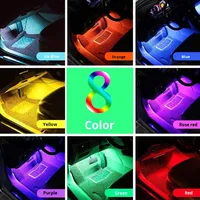 Lumière ambiante pour voiture à LED colorée, étanche, rechargeable, 8 couleurs, télécommande intelligente, réactive au son, bande de 48 LED