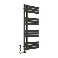 Chauffe-serviettes électrique mural à vente chaude avec technologie de chauffage double liquide/fil sec et thermostat, revêtement en poudre noire