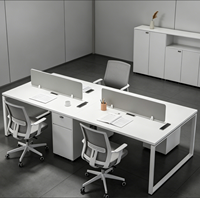 Mobilier de bureau commercial, ensemble de bureaux et chaises pour 4 ou 6 personnes, plateau en mélamine, design simple et moderne, résistant à la corrosion et à la saleté