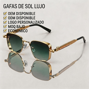 Lentes de Sol para Hombre y Mujer, Gafas de Sol Polarizadas, Metal Dorado, Cuadradas, Retro, Bisagra de Resorte, Precio de Fábrica, Venta al Por Mayor - Product Image 1