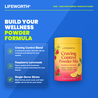 LIFEWORTH Poudre de mélange pour contrôle des envies, saveur Framboise-Limonade, 6 g, Référence, 30 sachets individuels, Formule à base de plantes, Poids 6 g