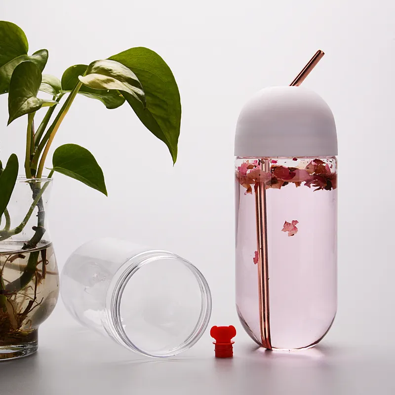 500ml boş kapsül şekli şişe meyve suyu süt suyu PET plastik şişe sıkacağı kapları meyve içecek ambalaj