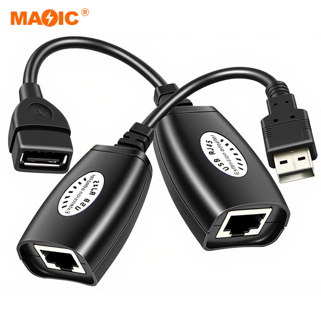 USB 2.0 to RJ45 Adapter LAN Cable Extension USB Extender 50M for Laptop Use Short Circuit Protection