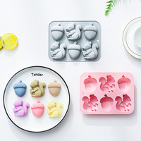 Moule en silicone antiadhésif à thème écureuil, de qualité alimentaire, réutilisable, mignon, magnétique, pour chocolat, bonbons et glaçons DIY