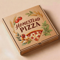 Pizza doos met eigen logo, houtgestookte stijl, waterdicht, voedselveilig, gegolfd karton, afhaaldoos