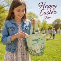 Cadeaux de fête personnalisés, sacs à bonbons écologiques réutilisables, joyeuses fêtes de Pâques, panier en toile en forme de lapin pour les cadeaux des enfants