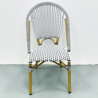 Chaises de café françaises, chaises empilables commerciales, mobilier d'extérieur, ensemble de table à manger en rotin tressé, pour restaurant, jardin, terrasse