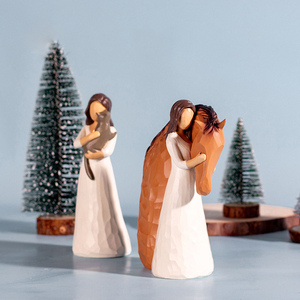 Venta al por mayor nuevo producto creativo arte artesanía resina curación figura adornos artesanías niña <span class=keywords><strong>y</strong></span> mascota <span class=keywords><strong>amistad</strong></span> estatuilla esculpida - Product Image 2