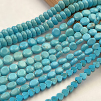 Perles de pierre précieuse turquoise verte naturelle ovales/rondes/plates/répétées en forme de cœur, perles lisses pour la fabrication de bijoux DIY