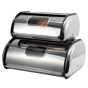 Boîte à pain en acier inoxydable avec couvercle roulant et fenêtre visible, conteneur de stockage de pain en gros pour cuisine, OEM/ODM, styles multiples - Product Image 4