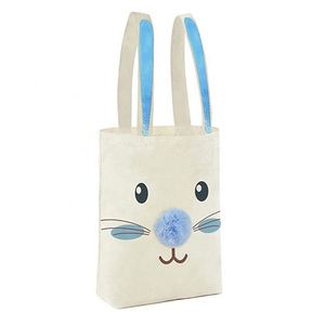 Sacs fourre-tout en toile personnalisés avec motif d'oreilles de lapin de Pâques, avec logo imprimé, poche, sac en coton, sac de shopping, noir - Product Image 2