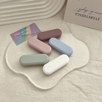 Ensemble étui à lentilles de contact vintage en forme de poisson mat, couleur unie, étui à lunettes écologique en plastique PU de forme rectangulaire en PVC, sacs