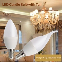 Ampoule LED en forme de bougie avec capuchon en plastique et douille E14/E27, spécialement conçue pour les luminaires suspendus et les lampes de table à haute luminosité.