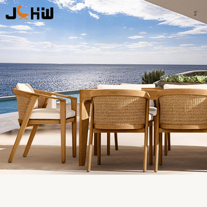 Ensemble de salle à manger d'extérieur moderne et luxueux en teck et en rotin tressé, chaise de <span class=keywords><strong>jardin</strong></span> 6-8 places, <span class=keywords><strong>table</strong></span> durable, mobilier de patio - Product Image 1