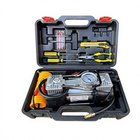 Compresseur d'air portable 12V à double cylindre pour gonflage de pneus, kit de réparation d'urgence automobile avec manomètre et tuyau, étui inclus