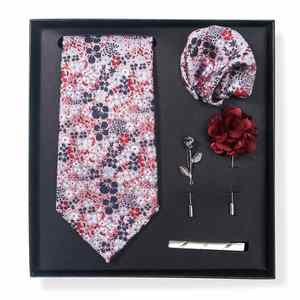 Ensemble Cadeau 6 Pièces Tendance pour Homme FX : Cravate Unie Rayée Motif Cachemire, Pochette de Costume, Pince à Cravate et Boutonnière pour Affaires et Mariages - Product Image 6