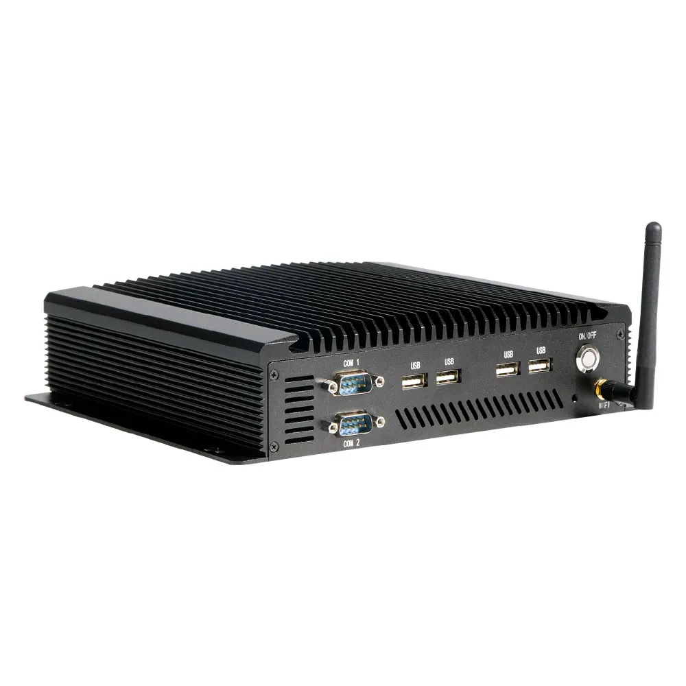 JX17 Livraison rapide Mini PC 12-36v In-tel J1800 J1900 J4125 I3 I5 I7 Mini PC ordinateur de bureau sans ventilateur avec COM 8USB