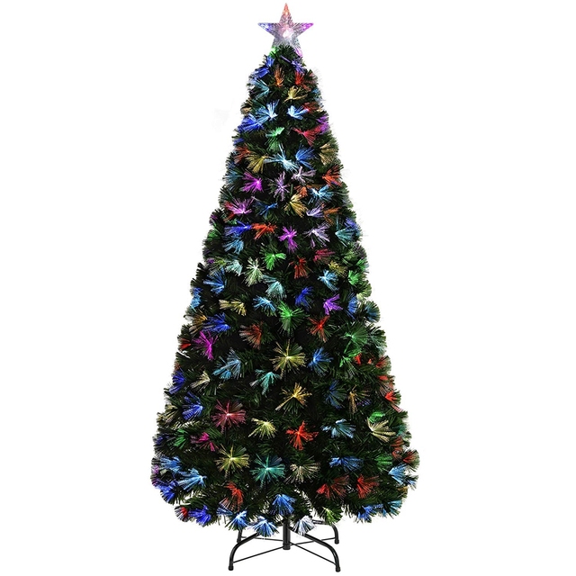 Artificial Xmas Tree with LED Light Christmas Tree Green Pine Fibre Optic Holiday Decoration