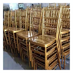 Sedia da Matrimonio in Metallo Dorato <span class=keywords><strong>Tifany</strong></span> Chiavari Impilabile di Lusso per Arredo Commerciale Banchetti ed Eventi - Product Image 1