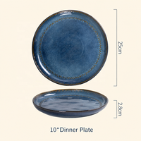 Platos de cerámica con borde para ensalada, con esmalte reactivo, estilo retro en relieve, porcelana de primera calidad, para brunch, catering, restaurantes, hoteles, venta al por mayor
