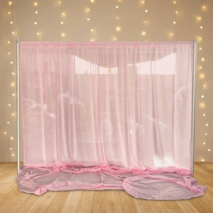 Pipe and Drape Romantic Pink Sheer Fabric <b>Backdrop</b> Adjustable Telescopic Pipe <b>Stand</b> for Decoration - Product Image 2