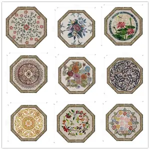Beautiful mosaic flower pattern customized waterjet medallion marble tile round mosaic medallion floor patterns