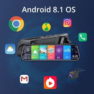 4G 9.66 Inch <strong>Android</strong> 8.1 Rear View Mirror <strong>Front</strong> and Rear Dual Lens Dash Cam with ADAS FHD WIFI GPS Navigation Reverse <strong>Camera</strong> - Product Image 5